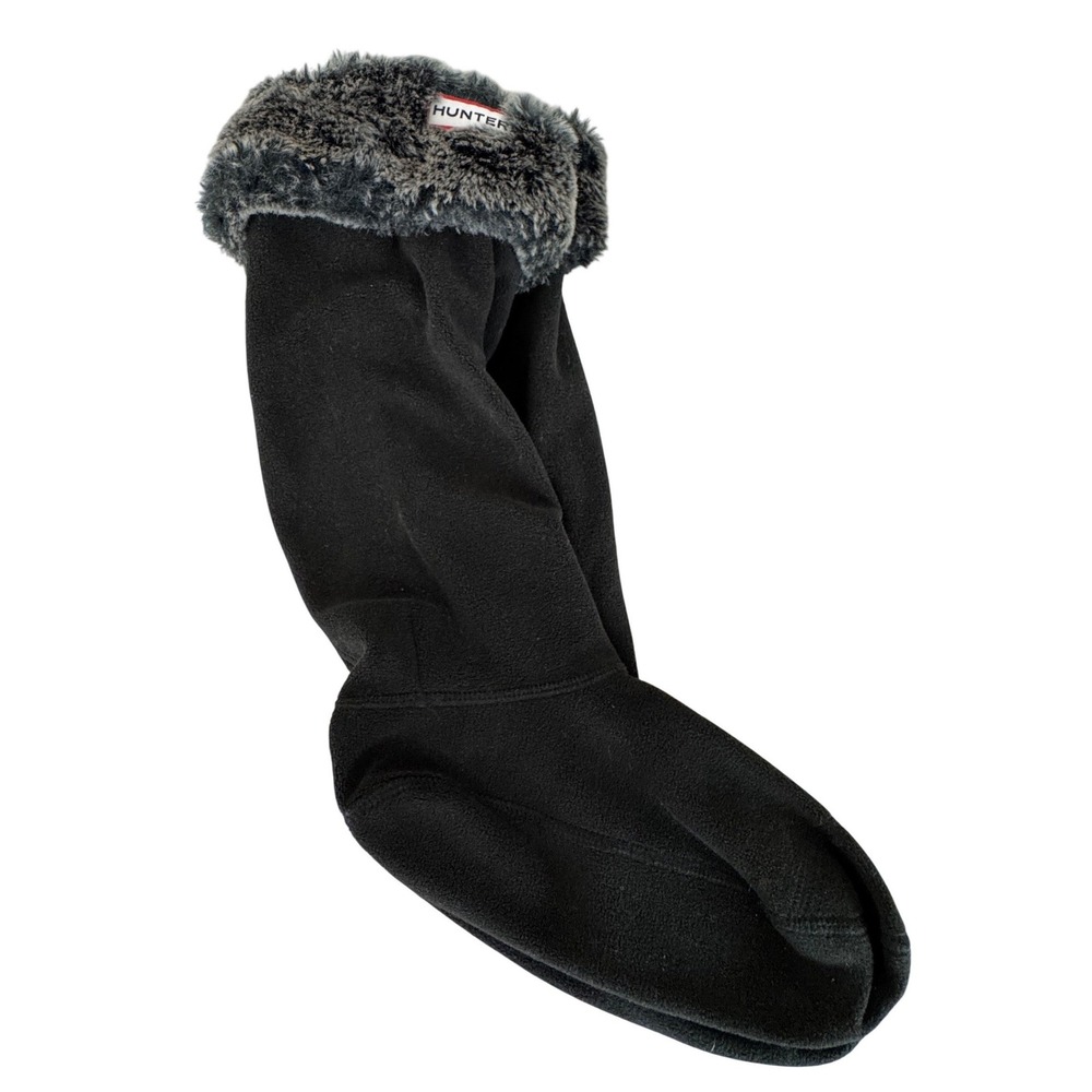 Hunter‎ Boot Socks Tall Black Faux Fur Trim M/L
